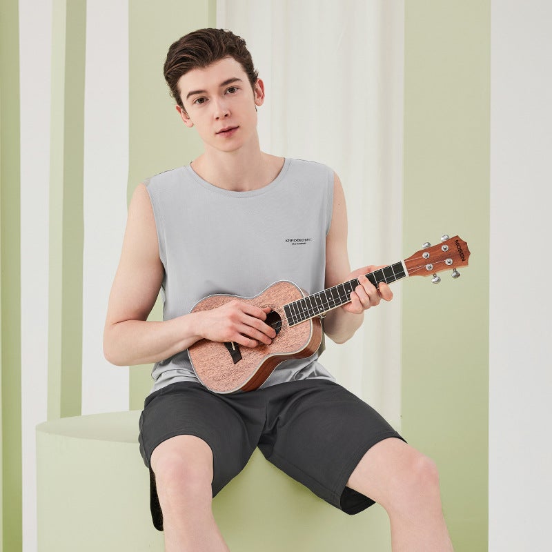 Summer Cool Vest Shorts Mens Sleepwear SetLight gray/rock gray BXM677B Light gray/rock gray BXM677B