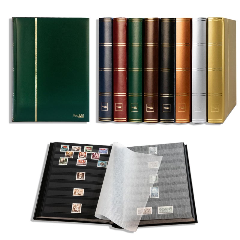 Prophila Collection Prophila Stamp Album Stockbook 60 Black Sides, Leatherette Padded Green Cover - Image 5
