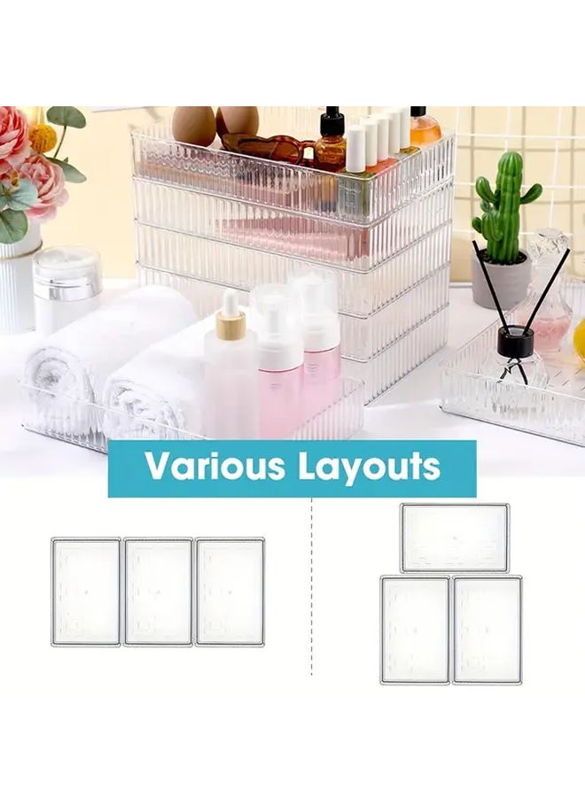 3pcs Clear Stackable Makeup Organizer Drawers Modular PET Plastic Storage For Vanity - Image 5