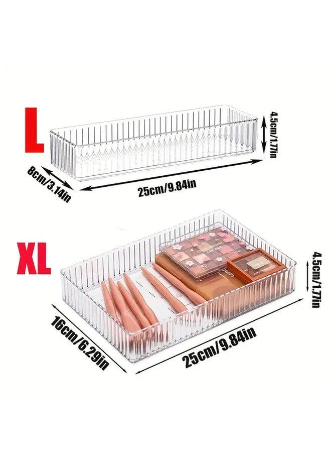 3pcs Clear Stackable Makeup Organizer Drawers Modular PET Plastic Storage For Vanity - Image 4