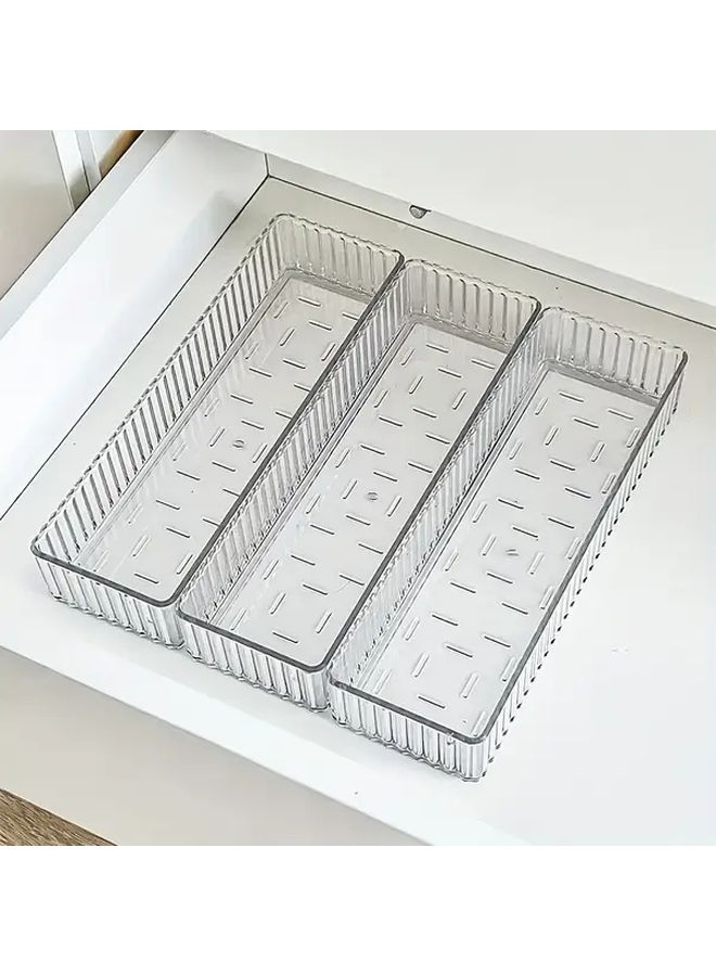3pcs Clear Stackable Makeup Organizer Drawers Modular PET Plastic Storage For Vanity - Image 3