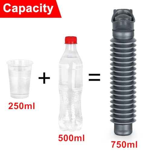 SlogPith Pee Bottles For Men,Collapsible Urine Bottle With Disposable Replacement Bags,Car Pee Bottle For Men And Women,750ml,Leakproof,2-Piece Set Emergency Urinal For Road Trips,Traffic Jams And Camping - Image 3