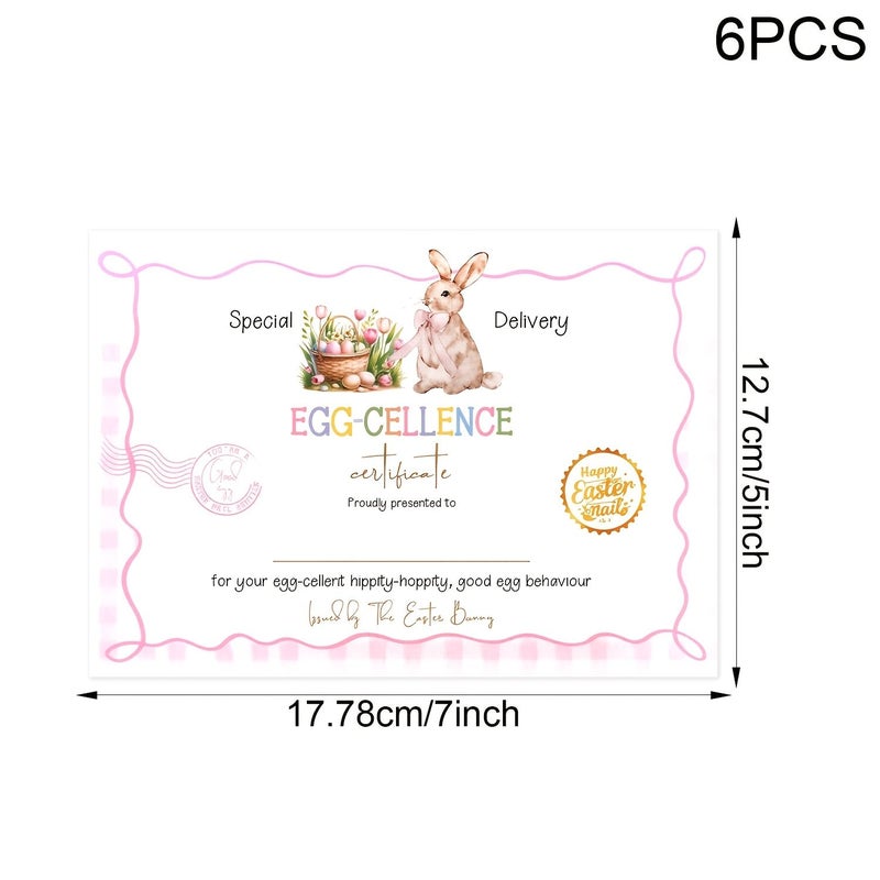 24Pcs Easter Pink Rabbit Certificate Cards Party Decorations with Egg Flower Bow Design - Image 2