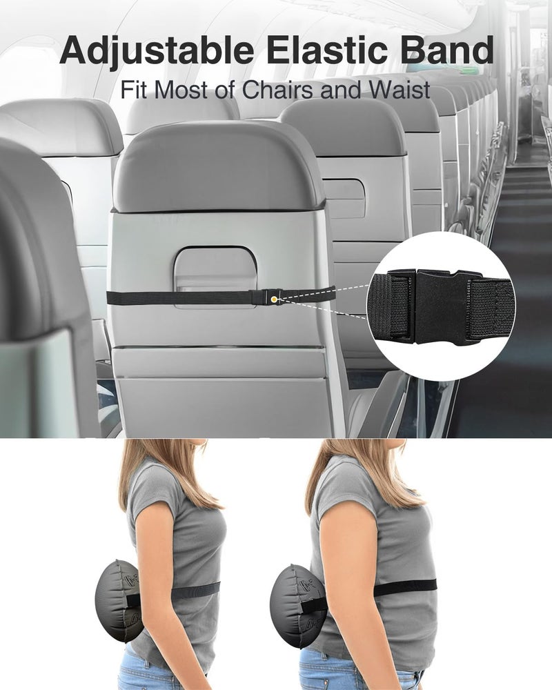 Luxtude Inflatable Lumbar Pillow for Airplane Travel, Lumbar Support Pillow for Office Chair/Car, Self-Inflating Travel Lumbar Pillow Back Support, Lower Back Pillow for Reducing Lumbar Pain - Image 5