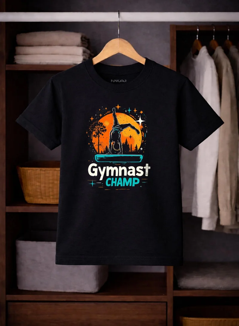 Funkaar Black Funkaar Boys & Girls Gymnastic Gym T-Shirt  | Best Price UAE