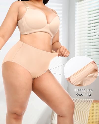 Envlon Cotton High Waisted Womens Underwear Soft Breathable Postpartum C Section Panties Plus Size Full Coverage Briefs - Image 2