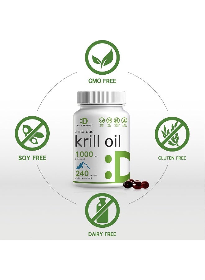 DEAL SUPPLEMENT فيتامينات إيجل شاين 2 عبوة زيت كريل من القارة القطبية الجنوبية، 1,000 ملغ لكل حصة، 480 كبسولة لينة - Image 3