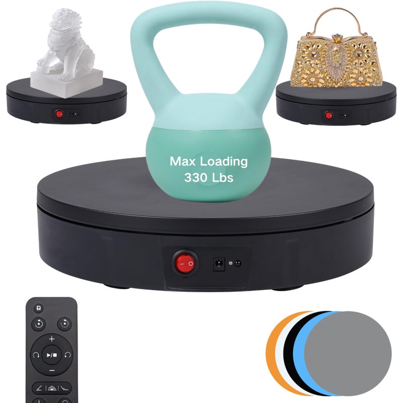 JAYEGT Motorized Rotating Display Stand 330Lbs Load360 Degree Electric Rotating Turntable for Photography Products DisplayLive ShowRemote Control 5 Colors Backgrounds Black866inch Wired