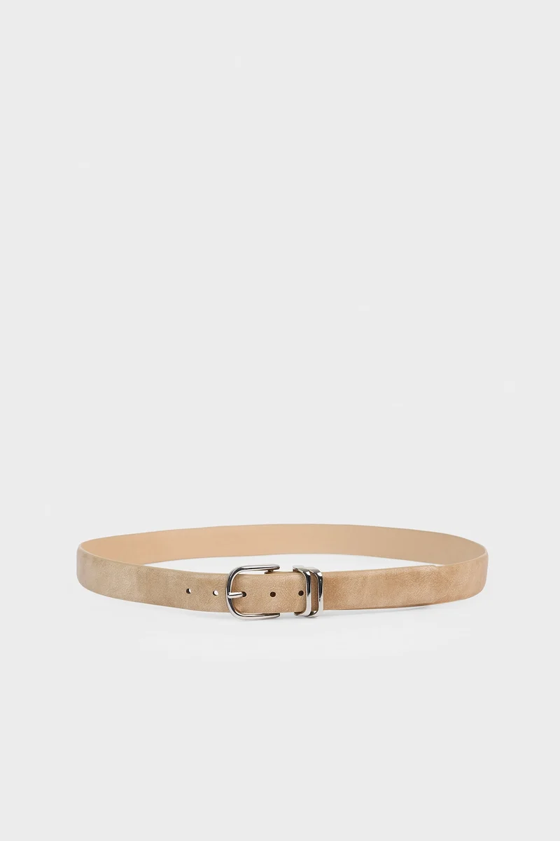 Woman Oval Buckle Faux Leather Belt