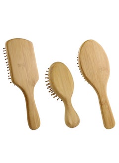 BONITO 6PCS Natural Bamboo Comb Set Wooden Massage Hair Brush, Bamboo Comb Paddle Detangling Hairbrush, Wide-Tooth and Tail Comb No Bristle, Suit for Women Men and Kids Thick/Thin/Curly/Dry Hair  - Image 2