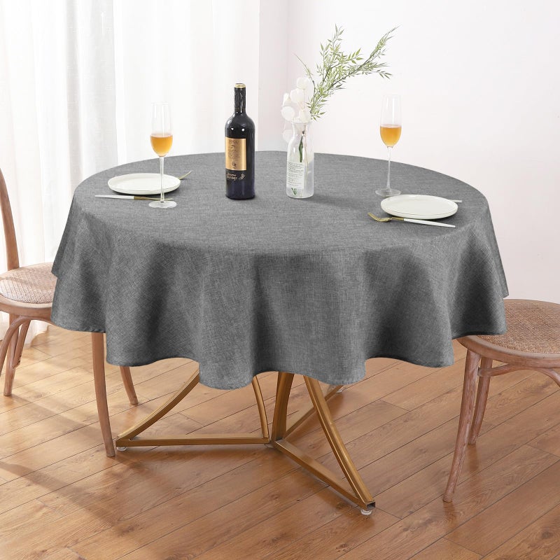 AUSSPVOCT Textured 50 Inch Round Tablecloth Up to 35 Dia Tables Waterproof SpillProof Wipeable Table Cloth Wrinkle Free Circle Dining Table Cover for Birthday Farmhouse Outdoor Party Tablecloths