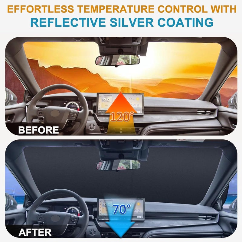 TOPINSTALL New Foldable Sunshade Compatible with 2025 2026 Toyota Camry Accessories, Front Window Sun Protector with Storage Pouch Thicker Windshield Sun Shade Multiple design variants - Image 2