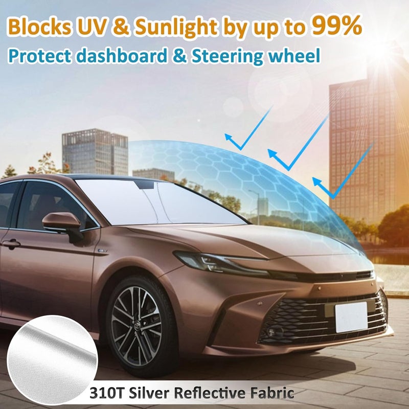 TOPINSTALL New Foldable Sunshade Compatible with 2025 2026 Toyota Camry Accessories, Front Window Sun Protector with Storage Pouch Thicker Windshield Sun Shade Multiple design variants - Image 3