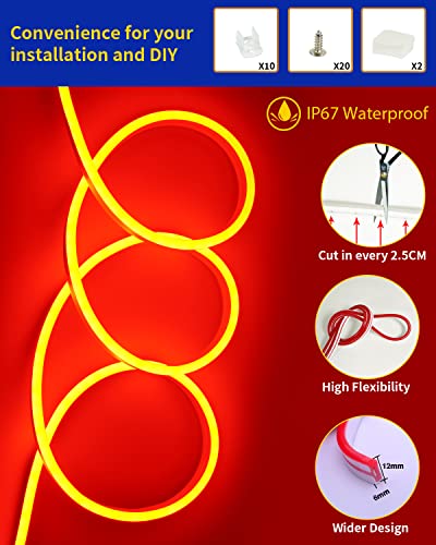 DUOFU365 Orange Neon LED Strip Light, DC 12V 600 SMD2835 LED Neon Rope Lights,Upgraded 16.4ft/5m Led Light Strips Flexible Waterproof for Indoor/Outdoors Home Decoration/DIY(No Power Adapter) - Image 2