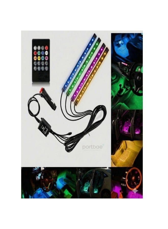 Portbae High-Quality 4PCS RGB LED Strip Lights with Remote Control | Ultra-Bright 12V Premium Camping, Work & Outdoor Lighting - Image 3