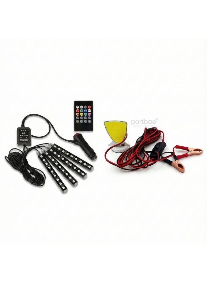 Portbae High-Quality 4PCS RGB LED Strip Lights with Remote Control | Ultra-Bright 12V Premium Camping, Work & Outdoor Lighting - Image 1