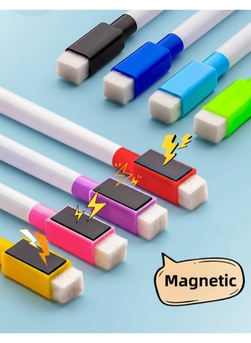 أقلام ماركر مغناطيسية قابلة للمسح 24 قطعة 8 ألوان بأطراف دقيقة مع ممحاة وعلبة تخزين منخفضة الرائحة قابلة لإعادة الحشو للاستخدام المدرسي المنزلي والمكتبي وتنظيم التعليم - Image 5