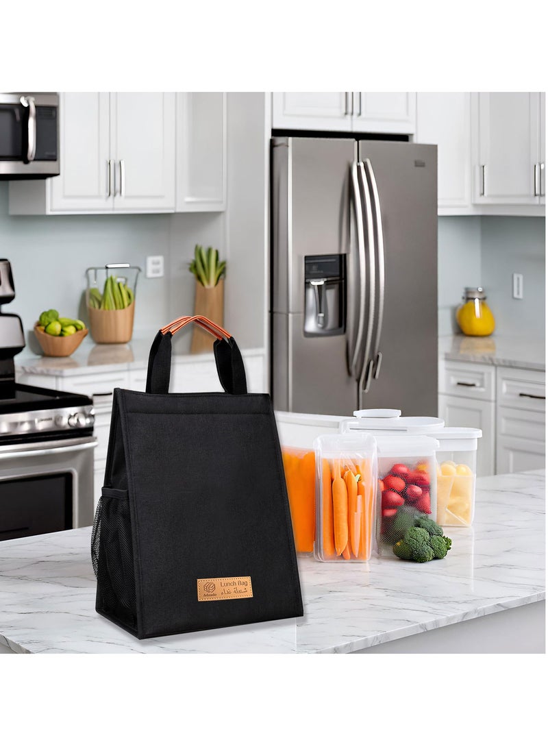 Adando - Adando Lunch Bag Insulated Lunch Bag 600D Oxford Cloth Reusable Waterproof Cooler Lunch Bag for Adult Kids Portable Large Bento Tote for Office, Work, School, Picnic, Fishing, Hiking Travel (Black) - Image 1