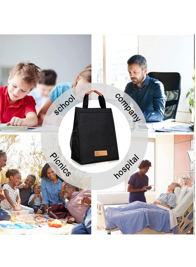 Adando Lunch Bag Insulated Lunch Bag 600D Oxford Cloth Reusable Waterproof Cooler Lunch Bag for Adult Kids Portable Large Bento Tote for Office, Work, School, Picnic, Fishing, Hiking Travel (Black) - Image 5