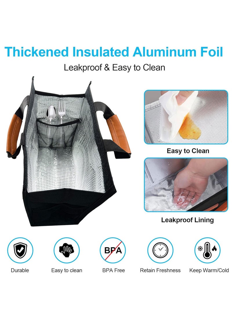 Adando Lunch Bag Insulated Lunch Bag 600D Oxford Cloth Reusable Waterproof Cooler Lunch Bag for Adult Kids Portable Large Bento Tote for Office, Work, School, Picnic, Fishing, Hiking Travel (Black) - Image 3