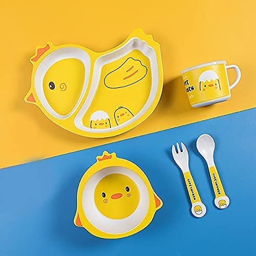 Dherik Tradworld Eco-Friendly Bamboo Fibre Kids 5 Pc Dinner Set - Chirpy Chick Animal Kids Dinner Set |Kid's Favorite Dinner Set - Image 5