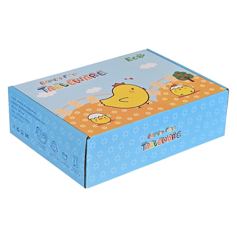 Dherik Tradworld Eco-Friendly Bamboo Fibre Kids 5 Pc Dinner Set - Chirpy Chick Animal Kids Dinner Set |Kid's Favorite Dinner Set - Image 4