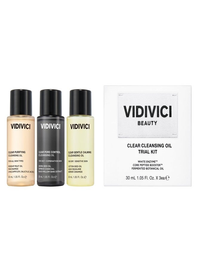 VIDIVICI Clear Pore Cleansing Oil Trio (1.01 fl oz X 3) - Korean Cleansing Oil Makeup Remover, Pore Cleansing & Hydrating Facial Cleanser, Gentle Cleansing for All Skin Types, Travel Friendly - Image 1