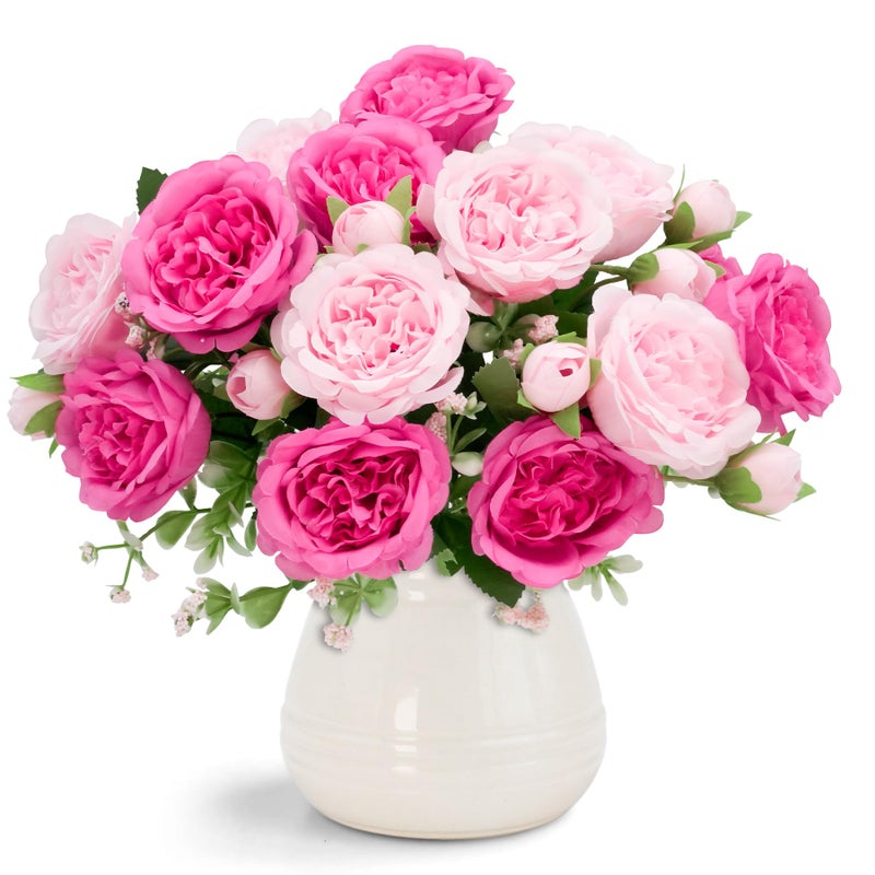 Philbinden 2 Packs Peonies Artificial Flowers,Silk Fake Peonies Faux Peonies Bouquet for Centerpiece Table Wedding Party Home Decor (2, Rose Pink, Large) - Image 1