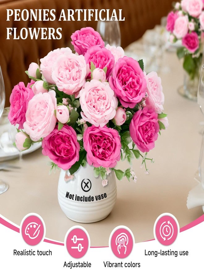 Philbinden 2 Packs Peonies Artificial Flowers,Silk Fake Peonies Faux Peonies Bouquet for Centerpiece Table Wedding Party Home Decor (2, Rose Pink, Large) - Image 3