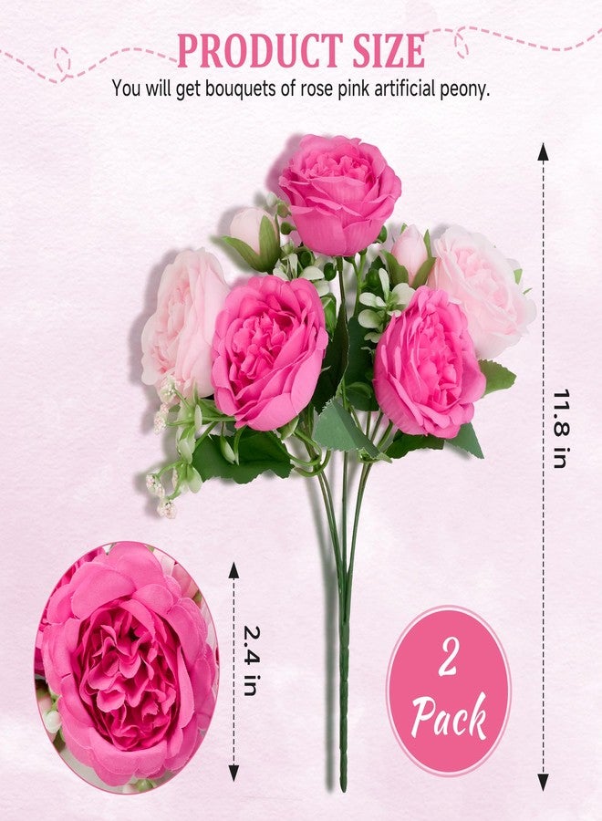 Philbinden 2 Packs Peonies Artificial Flowers,Silk Fake Peonies Faux Peonies Bouquet for Centerpiece Table Wedding Party Home Decor (2, Rose Pink, Large) - Image 2