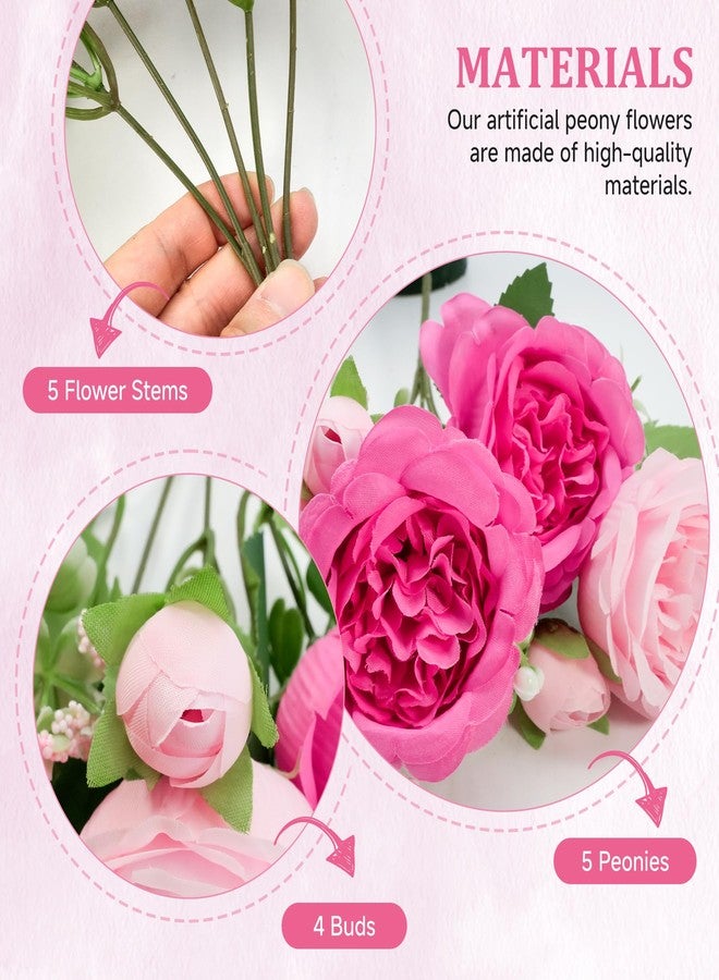 Philbinden 2 Packs Peonies Artificial Flowers,Silk Fake Peonies Faux Peonies Bouquet for Centerpiece Table Wedding Party Home Decor (2, Rose Pink, Large) - Image 4