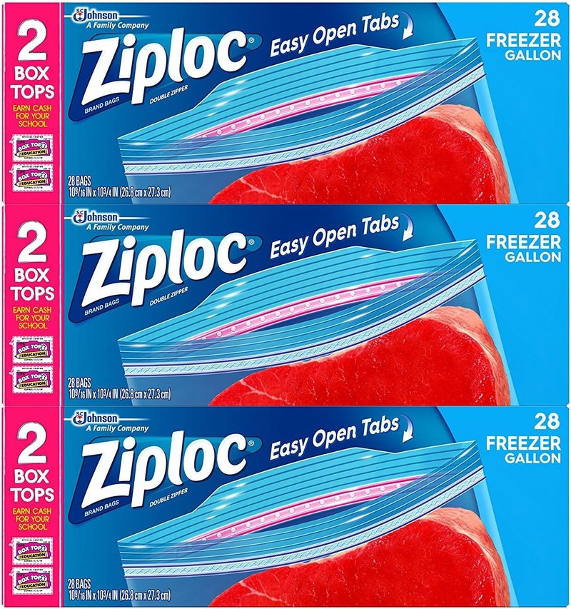 Ziploc Freezer Bags with New Grip 'n Seal Technology, Gallon, 28 Count, Pack of 3 (84 Total Bags) - Image 1