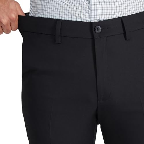 Haggar Men's Cool 18 Pro Slim Fit Flat Front Casual Pant, Rich Black, 33Wx30L - Image 2