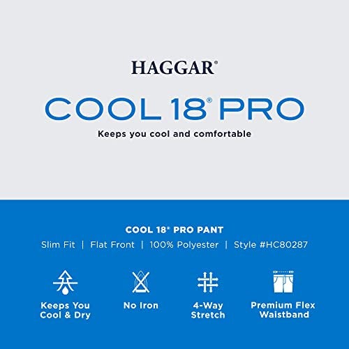 Haggar Men's Cool 18 Pro Slim Fit Flat Front Casual Pant, Rich Black, 33Wx30L - Image 4