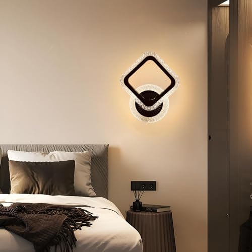 FILLISKA Luxurious Acrylic Crystal Wall Lamp with Adjustable Colour Changing Function, Elegant Finish (Black CrystalSquare-702)(1 Year Warranty) - Image 2