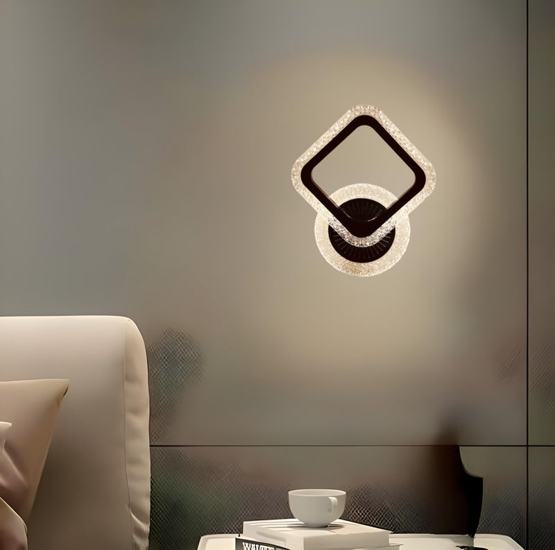 FILLISKA Luxurious Acrylic Crystal Wall Lamp with Adjustable Colour Changing Function, Elegant Finish (Black CrystalSquare-702)(1 Year Warranty) - Image 5