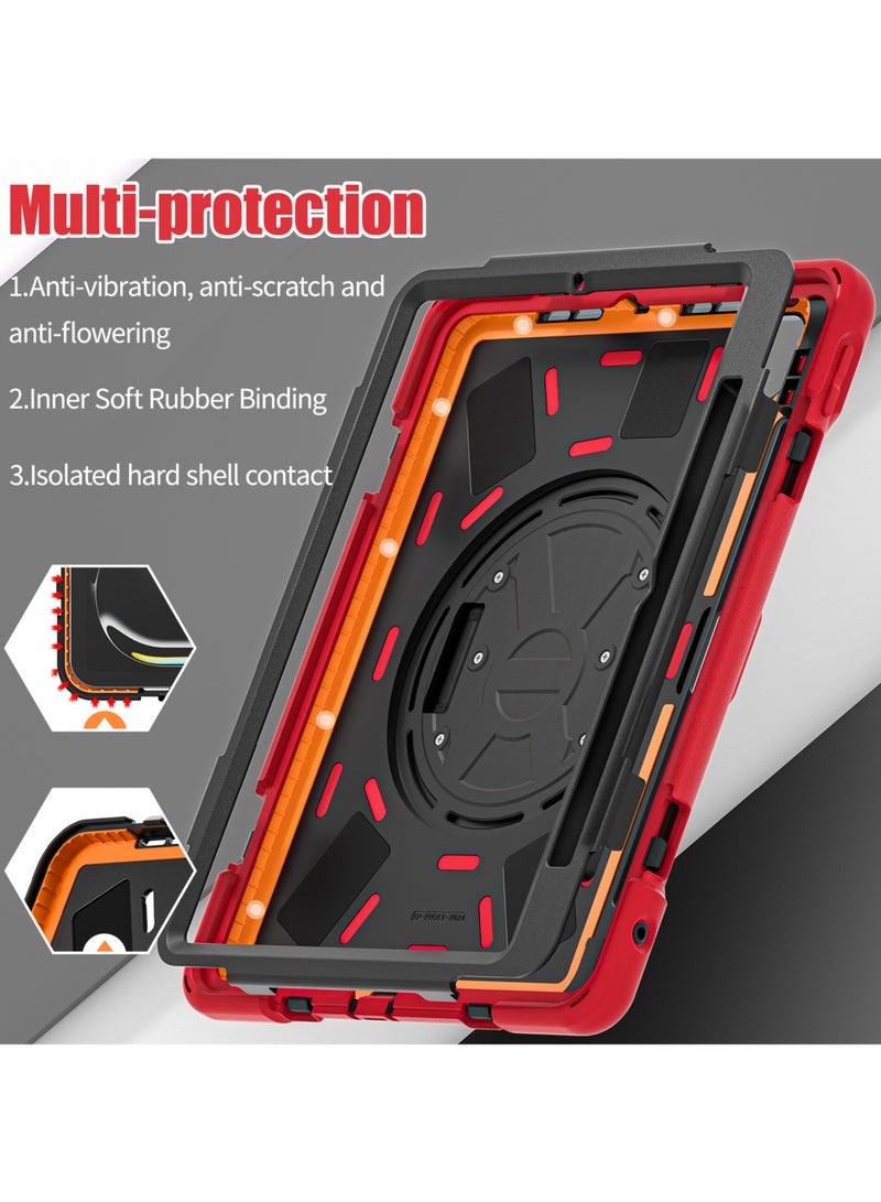 Rock Pow Case for iPad Pro 11-inch (2024) M4 Chip Model A2836 A2837 Heavy Duty Rugged Durability Silicone Tablet Cover with 360° Rotating Hand Strap Foldable Hidden Stand & Shoulder Strap - Image 5
