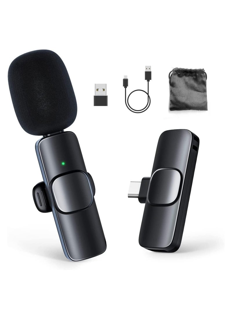Generic - Mini Lavalier Microphone Clip-on Omnidirectional Mic Transmitter Receiver D11087-1—JA Black - Image 1