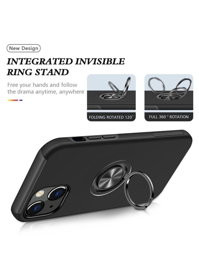 HuHa Case Cover For iPhone 13 mini Magnetic Ring Kickstand Shockproof Phone Case (Black)  - Image 3