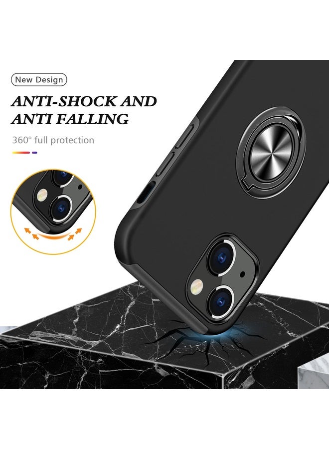 HuHa Case Cover For iPhone 13 mini Magnetic Ring Kickstand Shockproof Phone Case (Black)  - Image 4