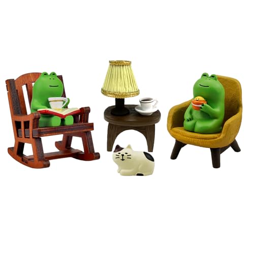 Refintural Miniature Frog Figurines Statue, Adorable Frog Collectibles for Desk and Bedroom Decor, Cute Frog Perfect Indoor Home Decorations and Gifts - Image 1