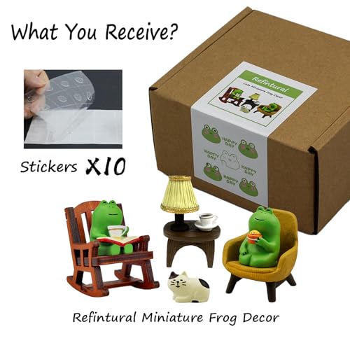 Refintural Miniature Frog Figurines Statue, Adorable Frog Collectibles for Desk and Bedroom Decor, Cute Frog Perfect Indoor Home Decorations and Gifts - Image 3