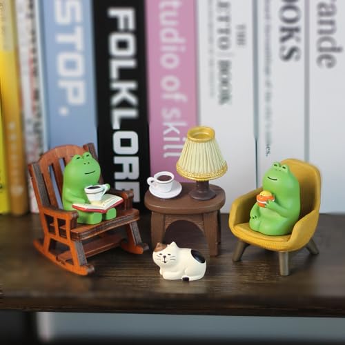 Refintural Miniature Frog Figurines Statue, Adorable Frog Collectibles for Desk and Bedroom Decor, Cute Frog Perfect Indoor Home Decorations and Gifts - Image 2