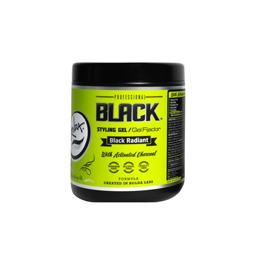 Rolda Black Styling Hair Gel - Medium To Strong Hold With Medium Shine For a Wet Slicked Back Look With All Day Hold - Activated Black Charcoal Covers Grey Hair Instantly 35.2oz - Image 1