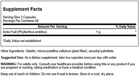 Swanson Full Spectrum Amla Fruit Indian GooseberryAyurvedic Herbal Supplement Promoting Vitality  Energy SupportPacked with Phytonutrients to Support Wellness120 Capsules 500mg Each 2 Pack - Image 2