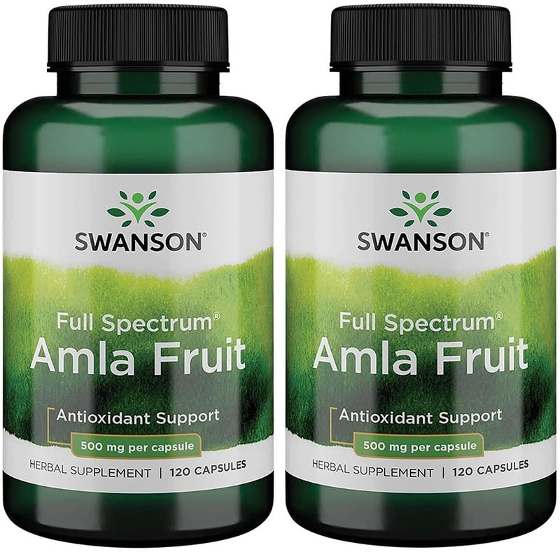 Swanson Full Spectrum Amla Fruit Indian GooseberryAyurvedic Herbal Supplement Promoting Vitality  Energy SupportPacked with Phytonutrients to Support Wellness120 Capsules 500mg Each 2 Pack - Image 1