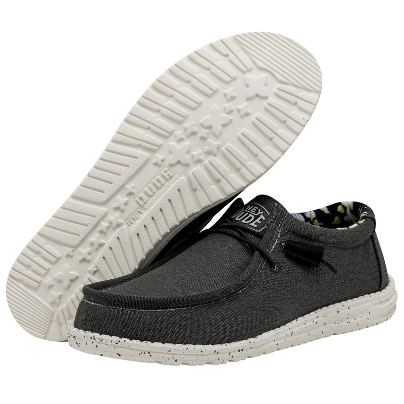 Hey Dude Men's Wally Stretch Black Size 8 | Men’s Shoes | Men's Lace Up Loafers | Comfortable & Light-Weight - Image 3