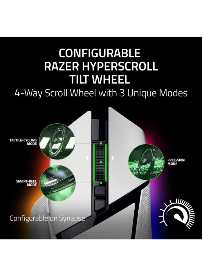 Razer Basilisk V3 Pro 35K Wireless Gaming Mouse: HyperScroll Tilt Wheel - 35K DPI Optical Sensor Gen 2-13 Customizable Controls - Chroma RGB - Optical Switches Gen 3 - Up to 140 Hr Battery - White - Image 2