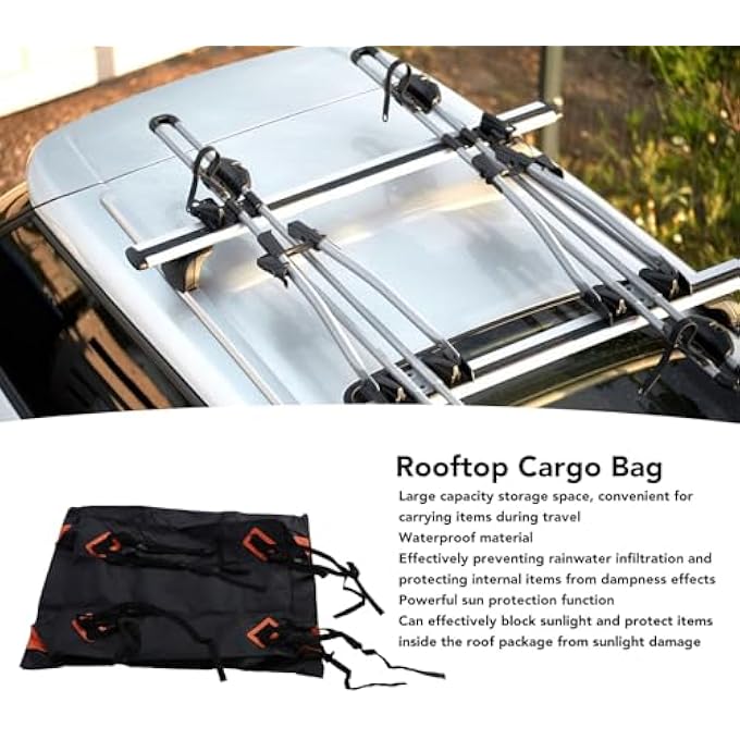 rayihni Car Rooftop Cargo Carrier Bag, Waterproof Non-Rip Car Roof Bag for All Vehicles With/Without Rack, Includes Non-Slip Mat, Luggage Lock, 4 Door Hooks, Storage Bag - Image 2