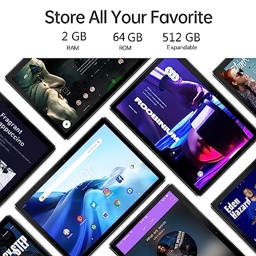 PRITOM تابلت PRITOM 10 بوصة أندرويد 13 مع فتحة SIM، 64 جيجابايت، معالج رباعي النواة، شاشة IPS تعمل باللمس، كاميرا خلفية 8 ميجابكسل، واي فاي، GPS، بلوتوث، USB C، يدعم مكالمات الهاتف 3G، أسود - Image 4